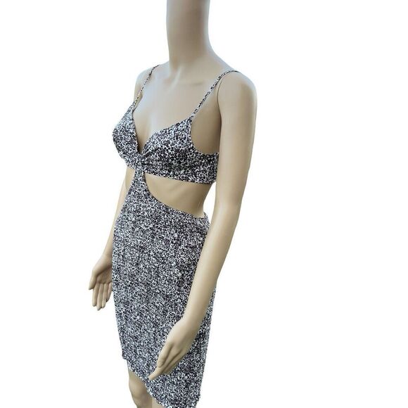 Blush BJ Women Floral V-Neck Spaghetti Strap Dress Summer  Cut-Out Brown & Cream - Picture 10 of 12